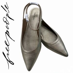 Free People Jules Gold Metallic Pointed Toe Wrap Flats Sz 8 NWT Chic Minimalist